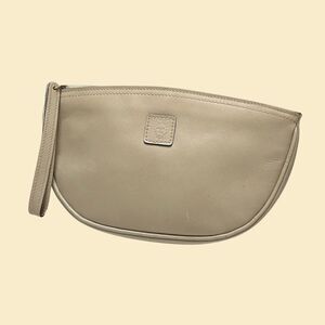 90s Anne Klein for Calderon clutch, vintage white/beige leather handbag